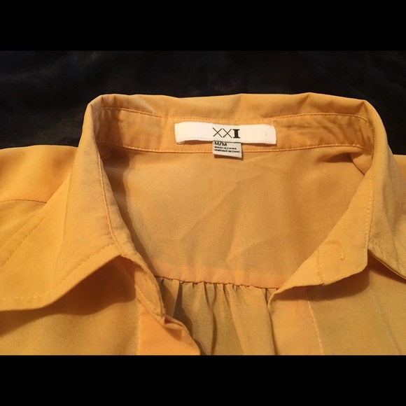 Forever 21 | Tops | Sheer Mustard Yellow Button Up | Poshmark